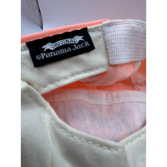 Original Vintage Panama Jack Beach Club Orange Sun Hat One Size Elastic Band Cap - Picture 7 of 9